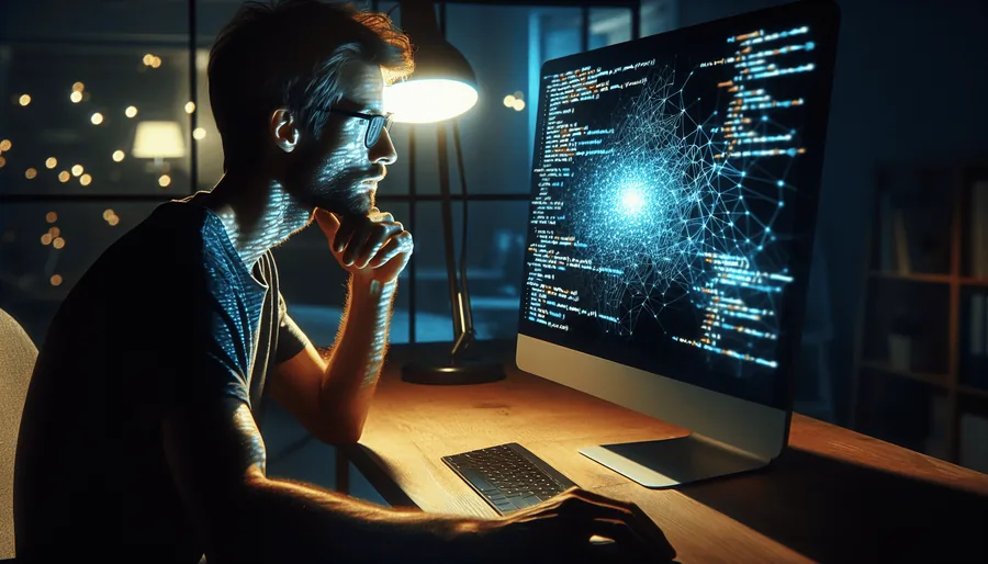 Illustration of a person writing Kusto Query Language (KQL) code on a computer
